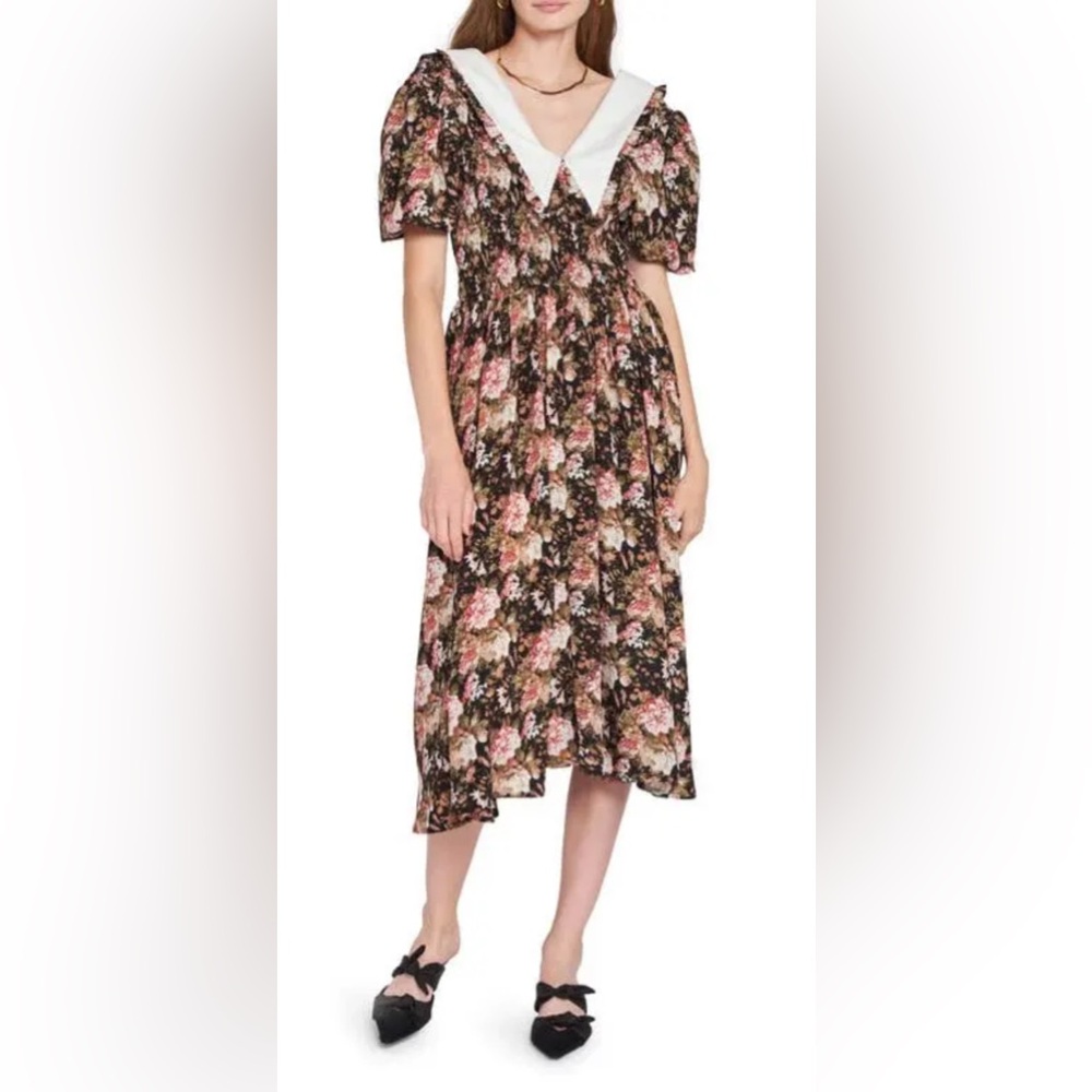 En Saison Kiko Midi Floral Print Retro Midi Dress Size S
